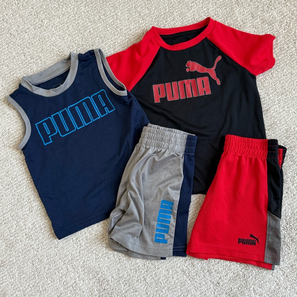 Puma Kids' Red, Blue, and Gray Outfit Set